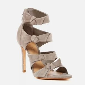 Schutz Stilettos Suede bow Sandals Gray